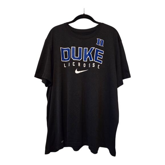 The Nike Tee Dri Fit DUKE Lacrosse Shirt Mens XL Black Athletic Short Sleeve - Picture 1 of 8